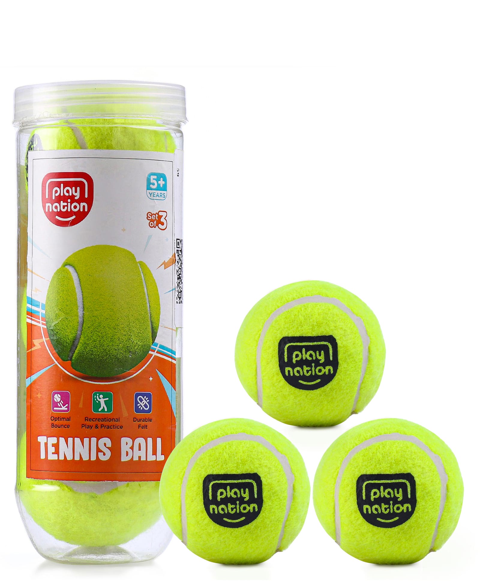 Play Nation Premium Cricket Tennis Ball Pack of 3 - Green