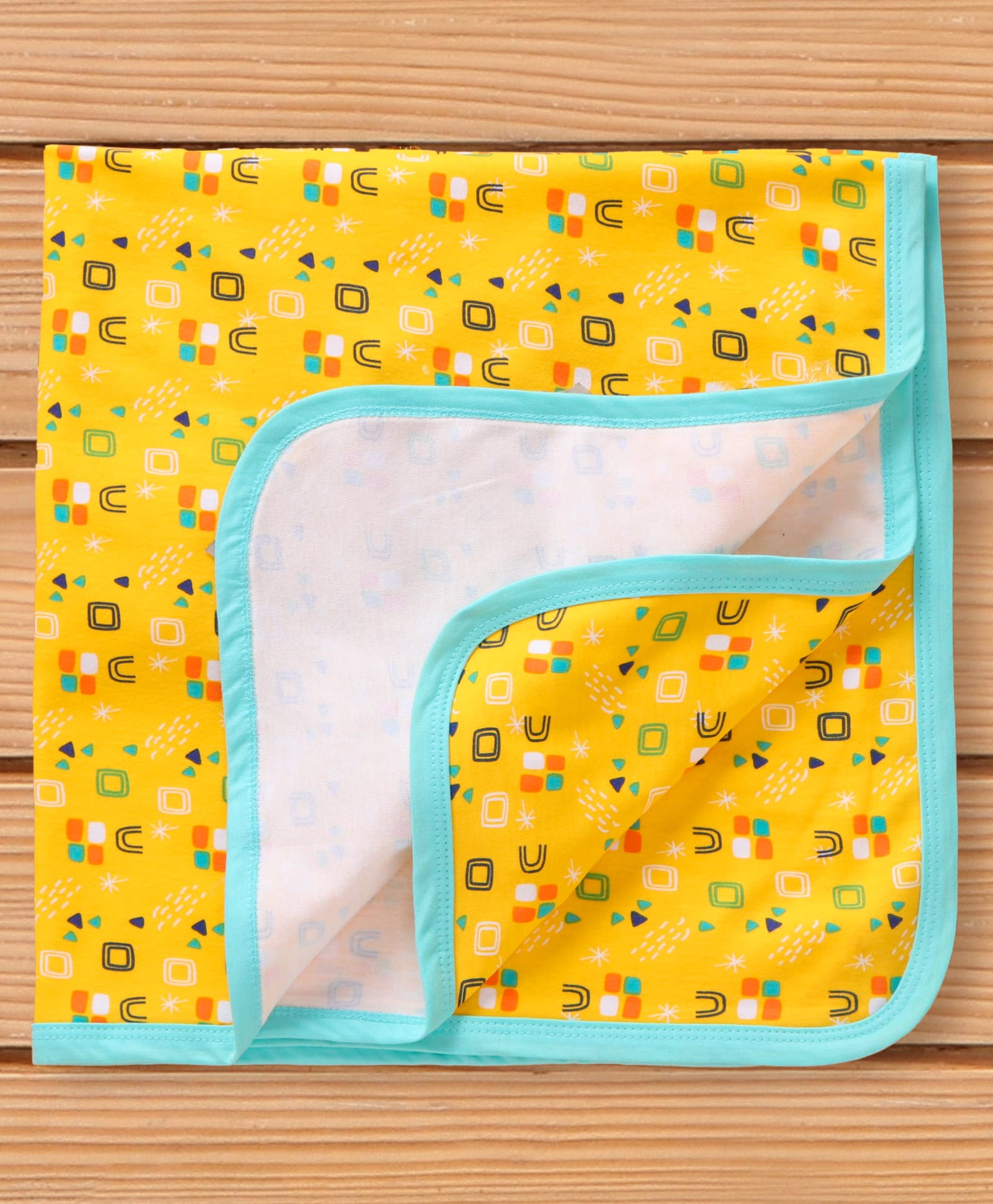 OHMS Interlock Knit Wrappers with Geometric Print L 75 x W 75 cm - Yellow-picture-17
