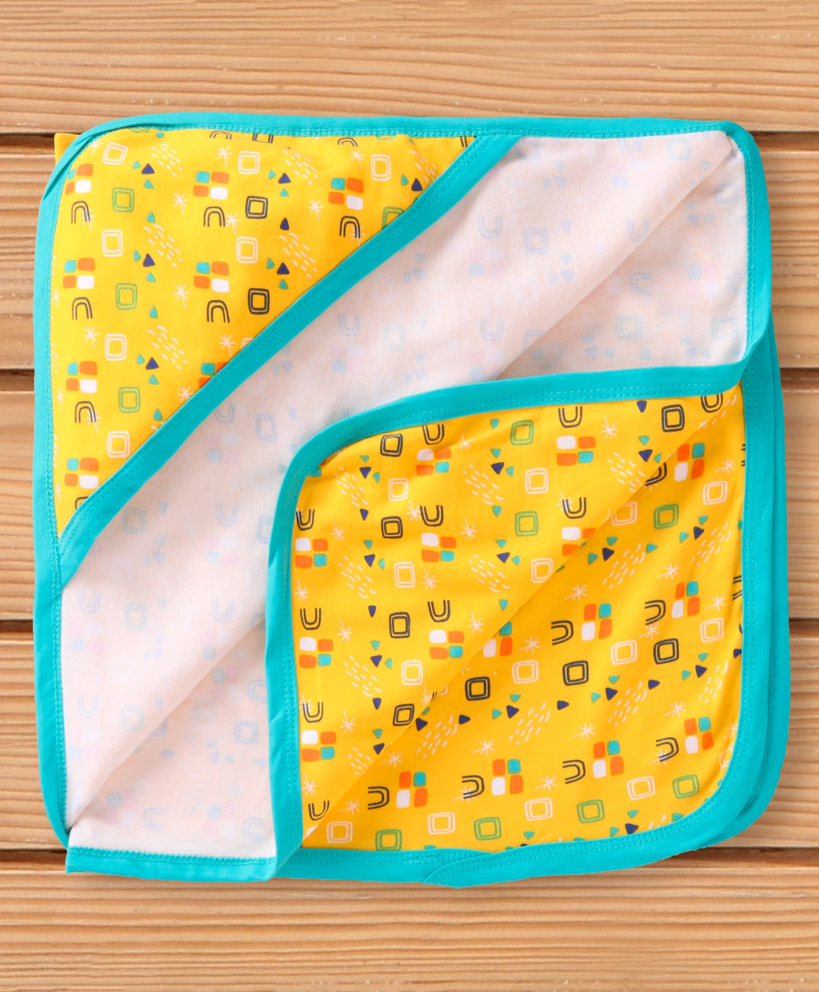 OHMS Interlock Knit Wrappers with Geometric Print L 75 x W 75 cm - Yellow-picture-16