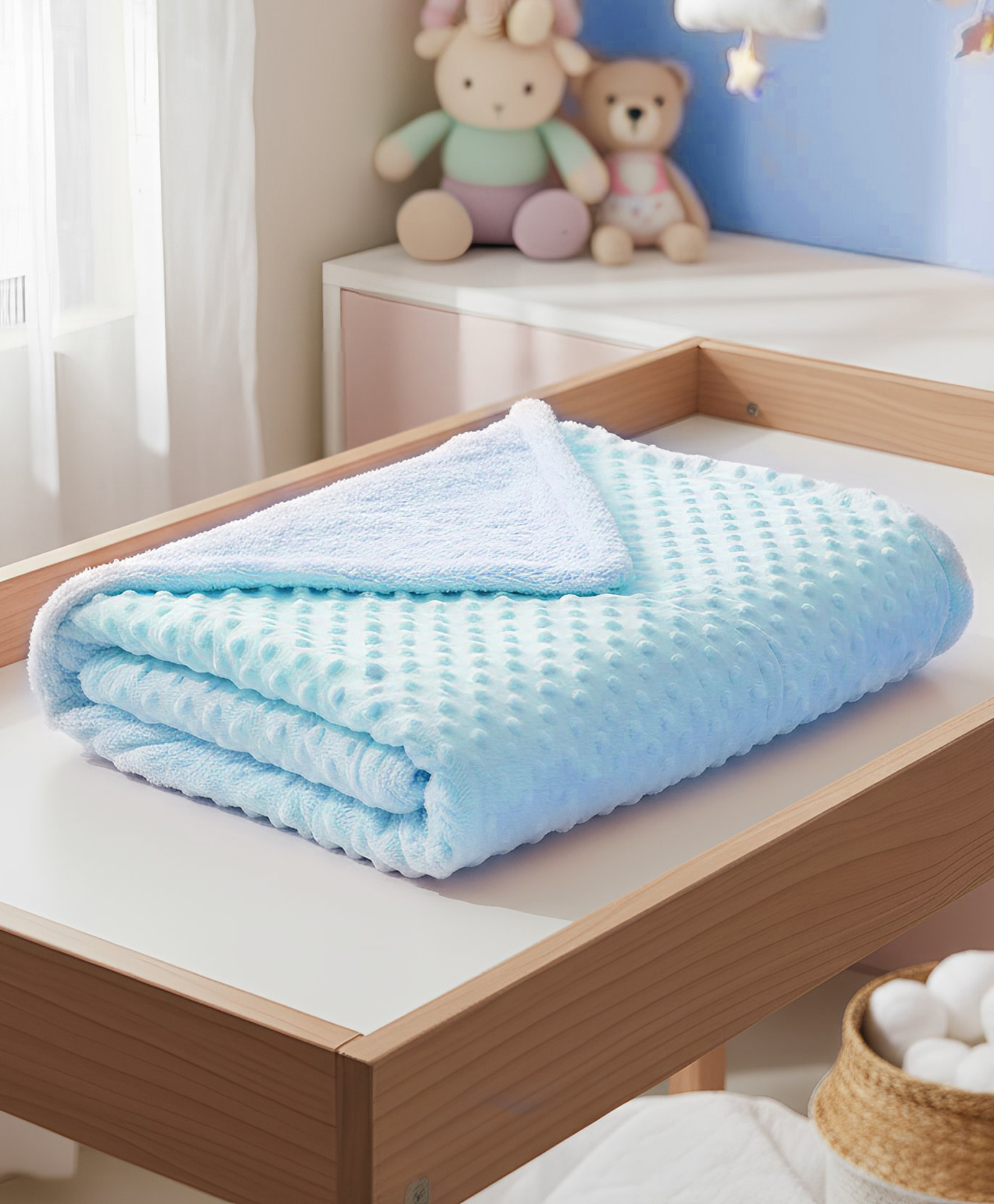 VOIDROP Blue Dotted Bean BlanketLuxuriously Soft and Cozy Baby Blanket | Premium Plush Comfort for Newborns, Infants, and Toddlers | Lightweight, Breathable, and Perfect for All Seasons-picture-40