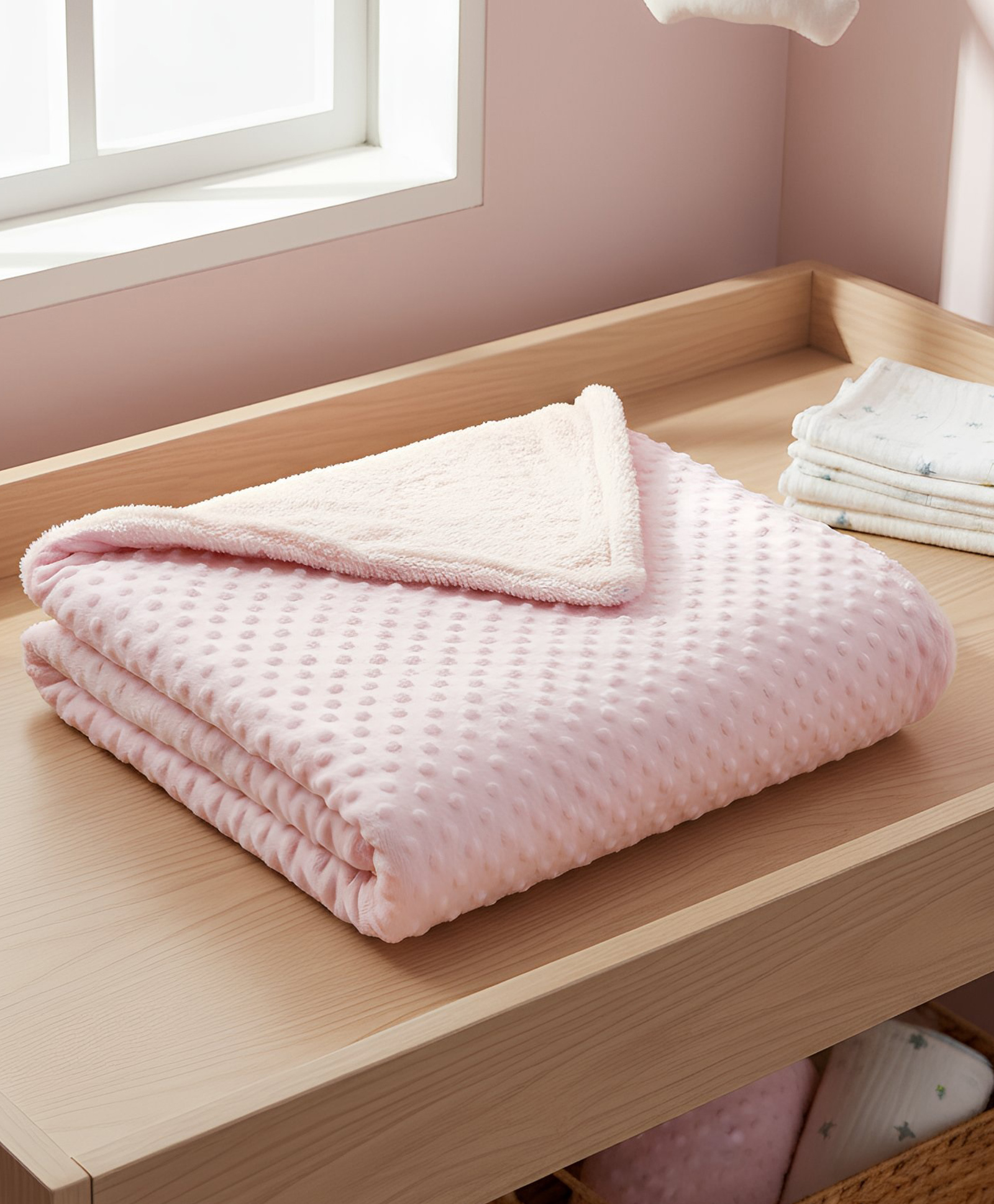 VOIDROP Pink Dotted Bean BlanketLuxuriously Soft and Cozy Baby Blanket | Premium Plush Comfort for Newborns, Infants, and Toddlers | Lightweight, Breathable, and Perfect for All Seasons-picture-45