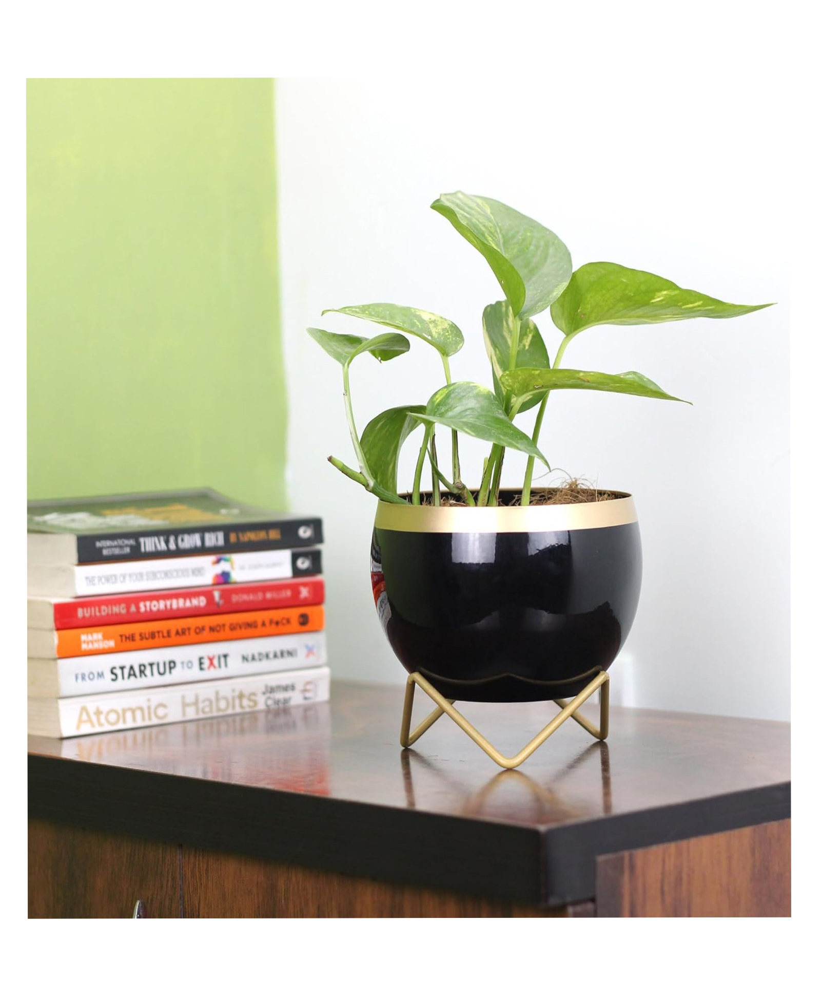 VOIDROP Round Shape Black Small Size Table Planters Drainage hole with Stand for Living Room Indoor Decorative Planter Outdoor Plant Containers Balcony Decoration Garden Decor Pot, Black-image-7