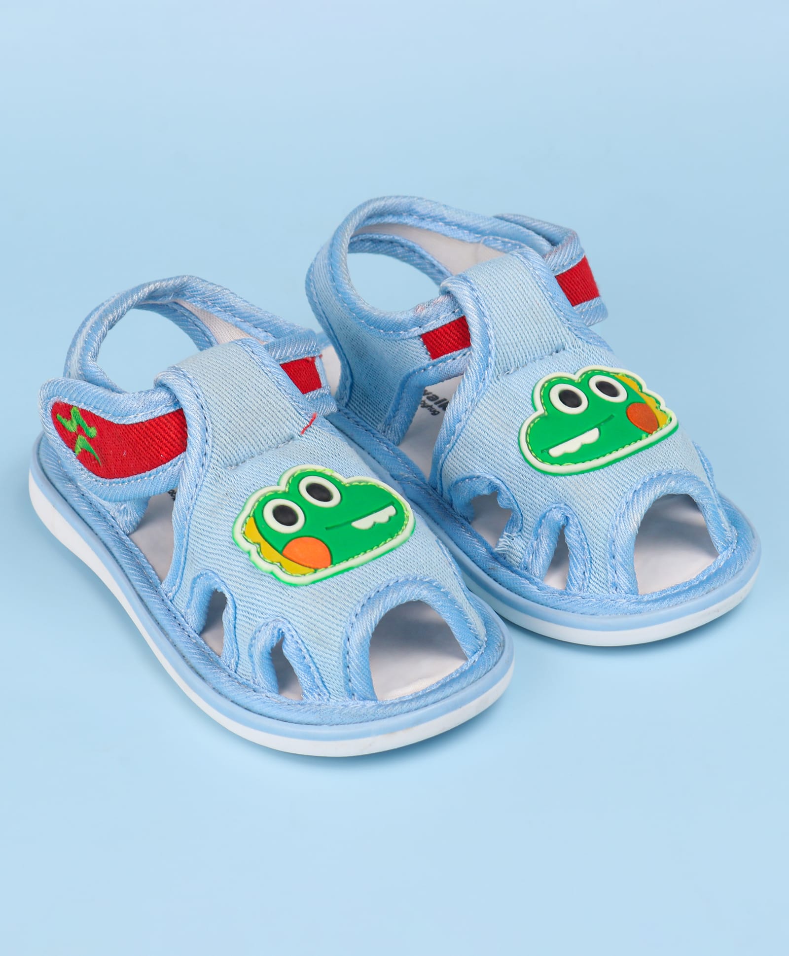 Cute Walk by Babyhug Velcro Closure Sandals with Dino Applique - Light Blue-picture-12