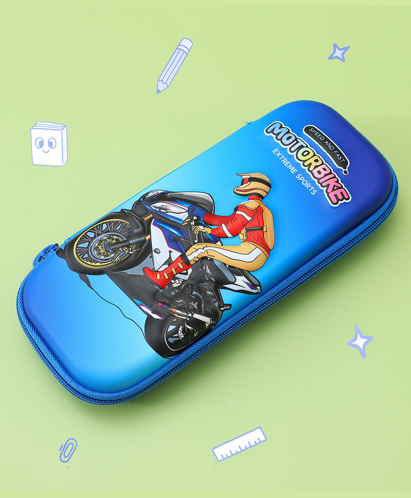 Bike Themed Pencil Pouch - Navy Blue-image-24