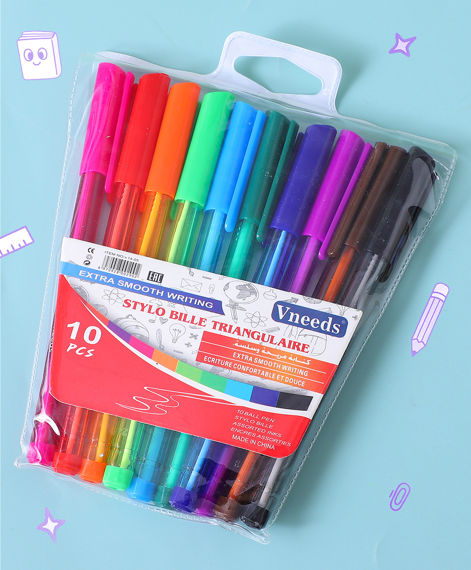 fab n funky Extra Smooth Ball Pens Pack of 10 - Multicolor-picture-26