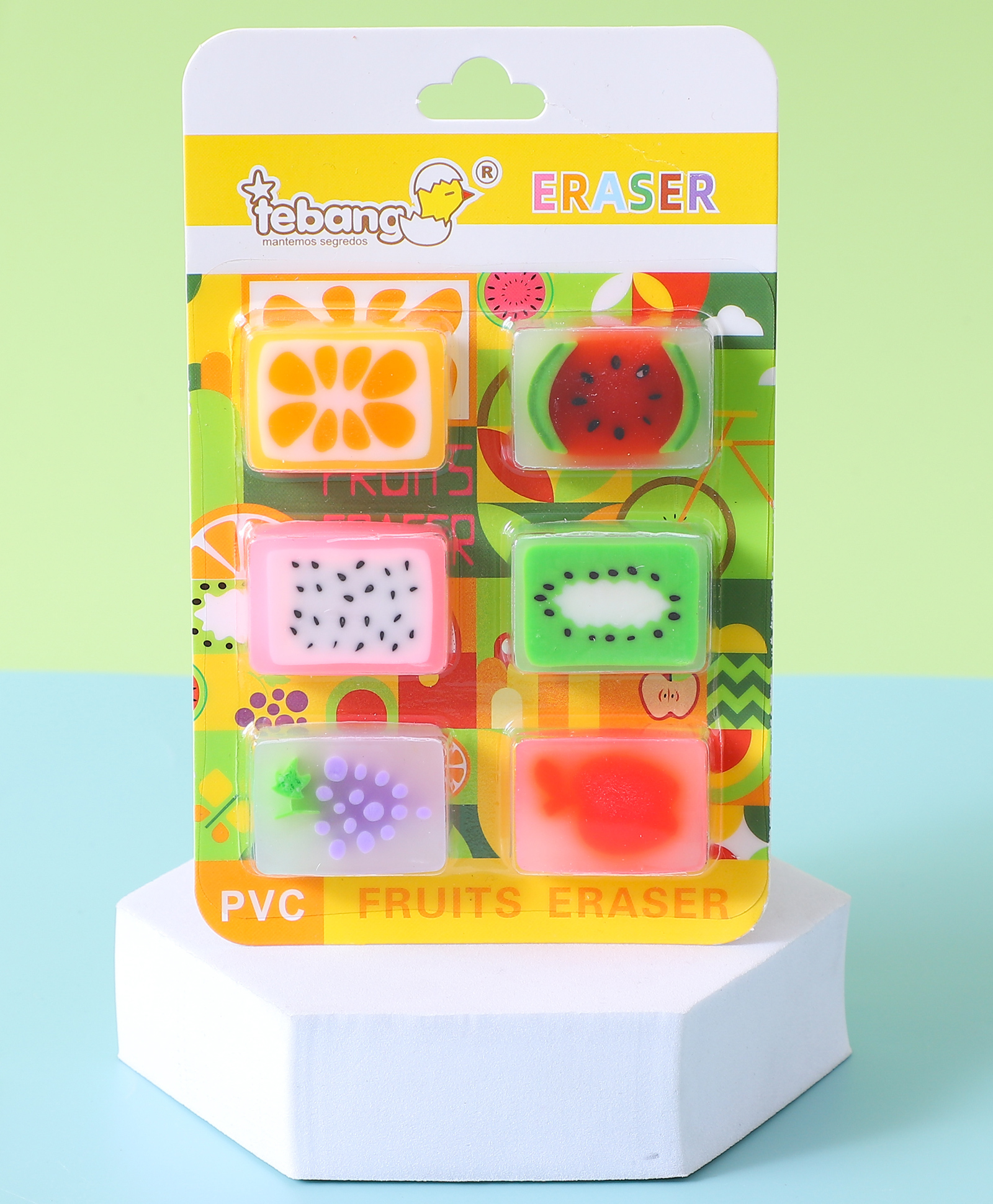 Fruit Erasers Free Size Pack of 6 - Multicolor-image-1