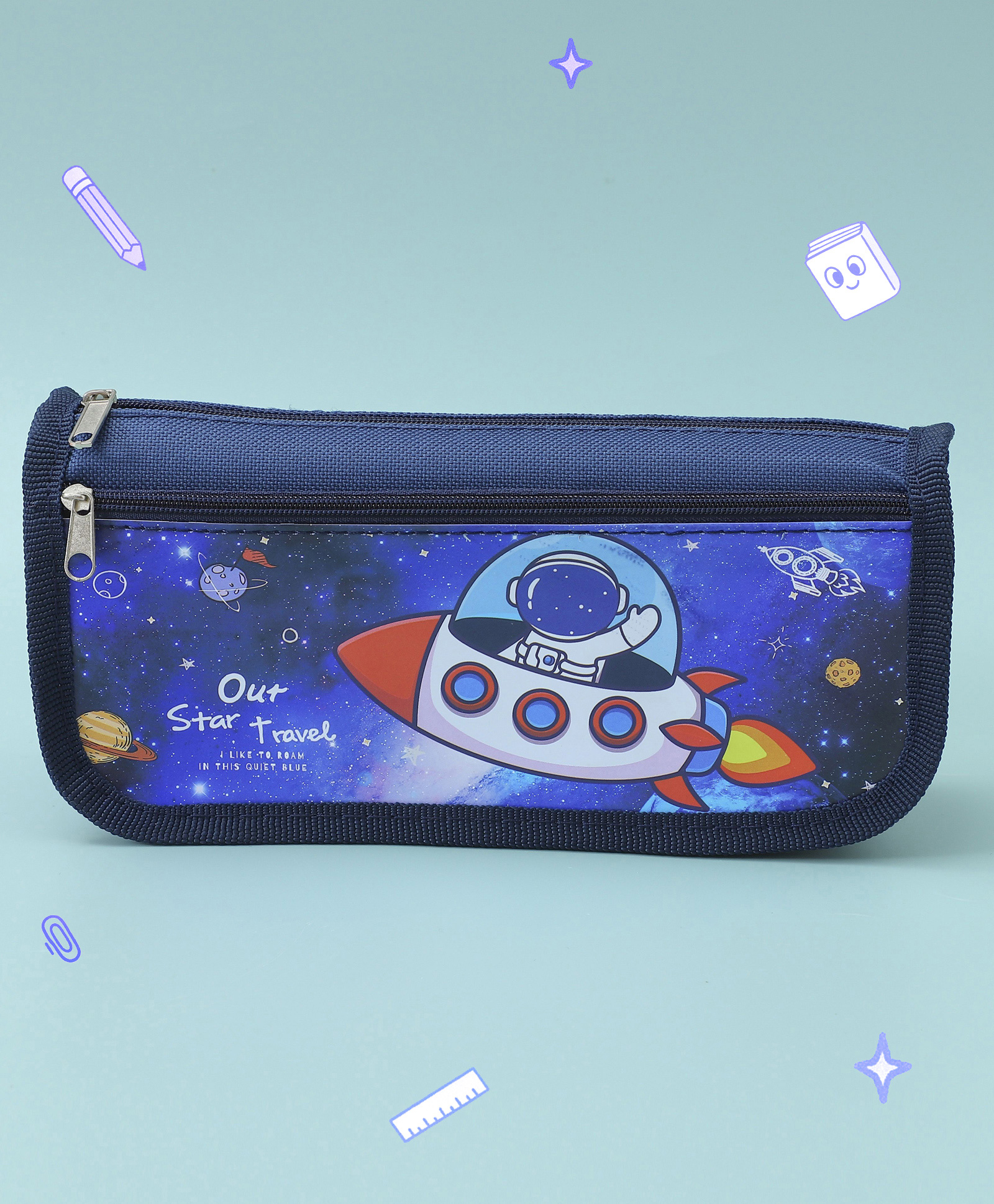 Space Theme Pencil Pouch - Blue-image-22