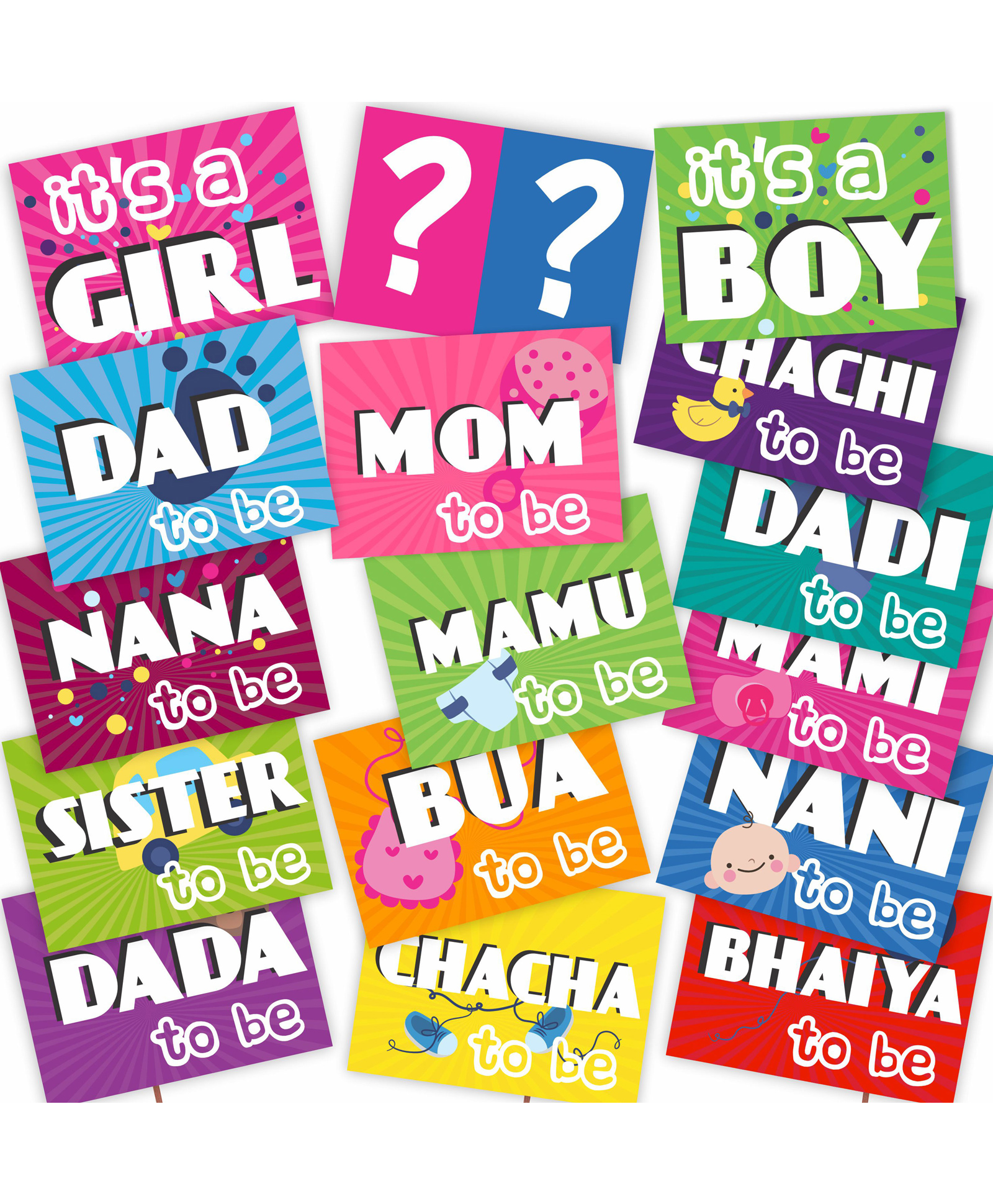 Wobbox Baby Shower Ceremony Props, Baby Shower Props for Photoshoot, Baby Shower Decoration Items, Mom to Be Daddy to Be Decoration Items, Godh Bharai Ceremony Decorations Items-Blue-Pink-(Pack of 16)-picture-21
