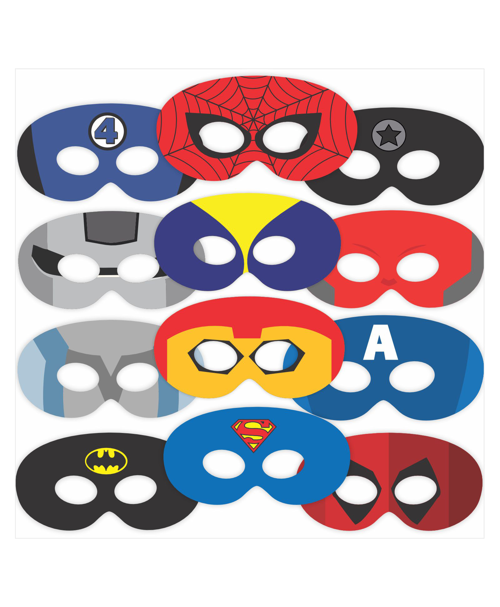 WOBBOX Superhero mask for kids, Eye Mask For Kids Birthday Party, Superman mask for kids Birthday-Multicolor-(Pack of 12)