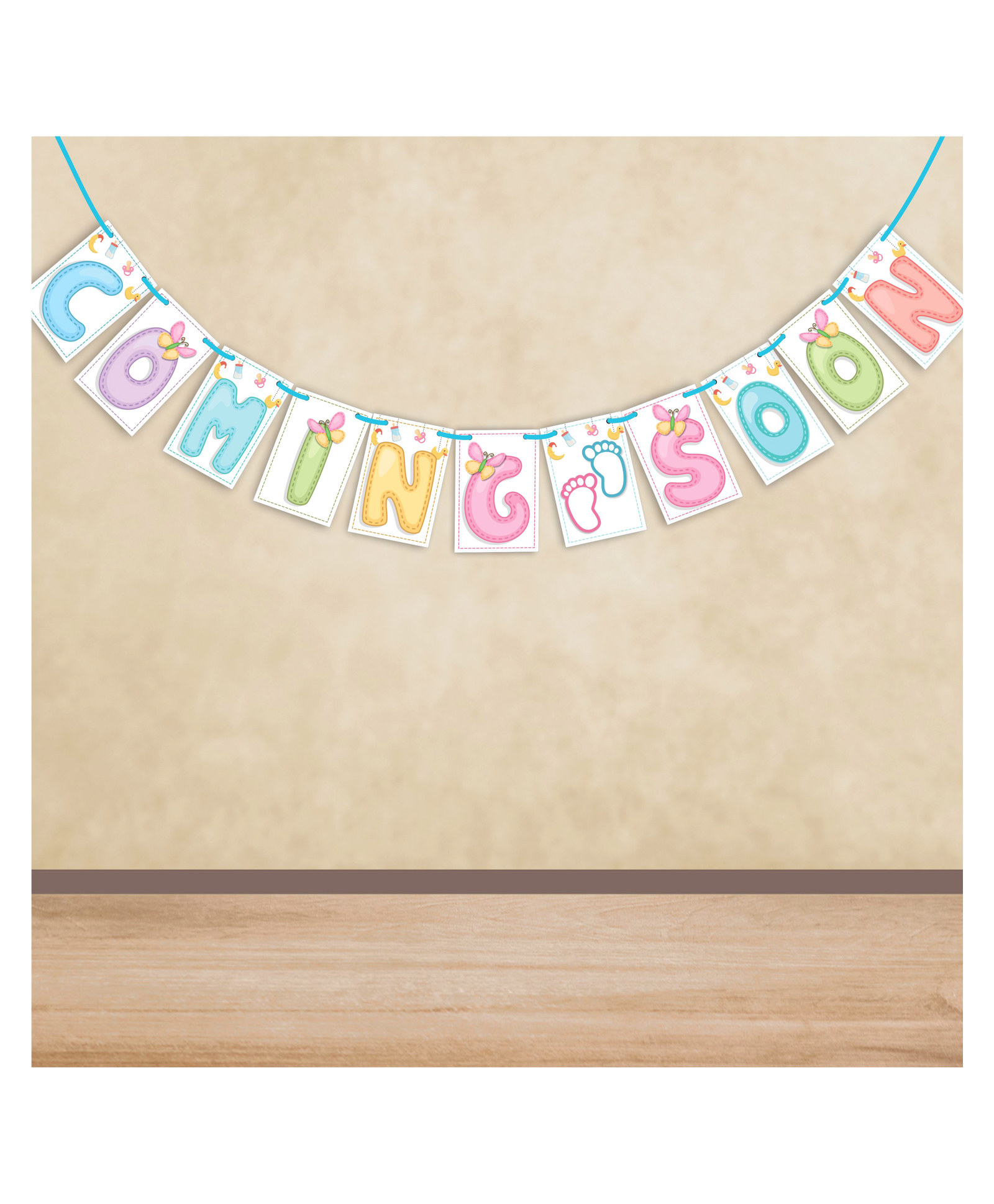 Wobbox Baby Shower Bunting Banner,Godh Bharai Caremony Banner, Baby Shower Decoration For a Memorable Celebration, Baby Shower Decorations Items-White-(Pack of 1)-picture-11