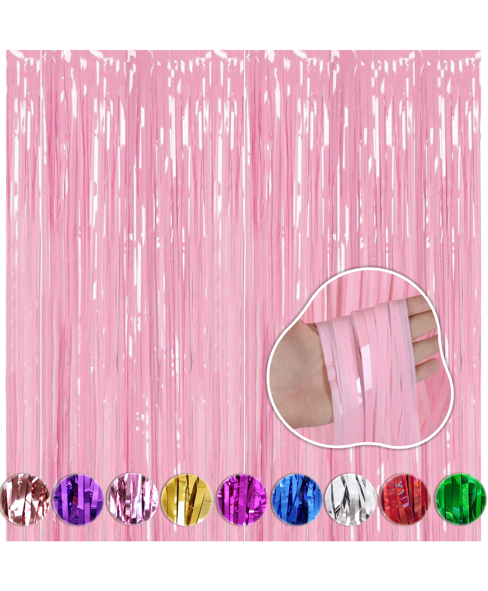 WOBBOX Big 3Ft X 6Ft Foil Fringe Curtain, Backdrop Curtain Party Decoration, Foil Curtain for Birthday Decoartion-Pastel Pink-(Pack of 1)-picture-28