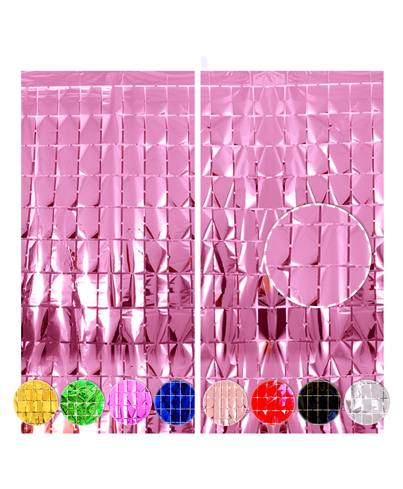 Wobbox Big 3Ft X 6Ft Tinsel Metallic Square Foil Curtain, Backdrop Curtain Party Decoration, Foil Curtain For Birthday Decoartion-Pink -(Pack Of 2)-picture-11