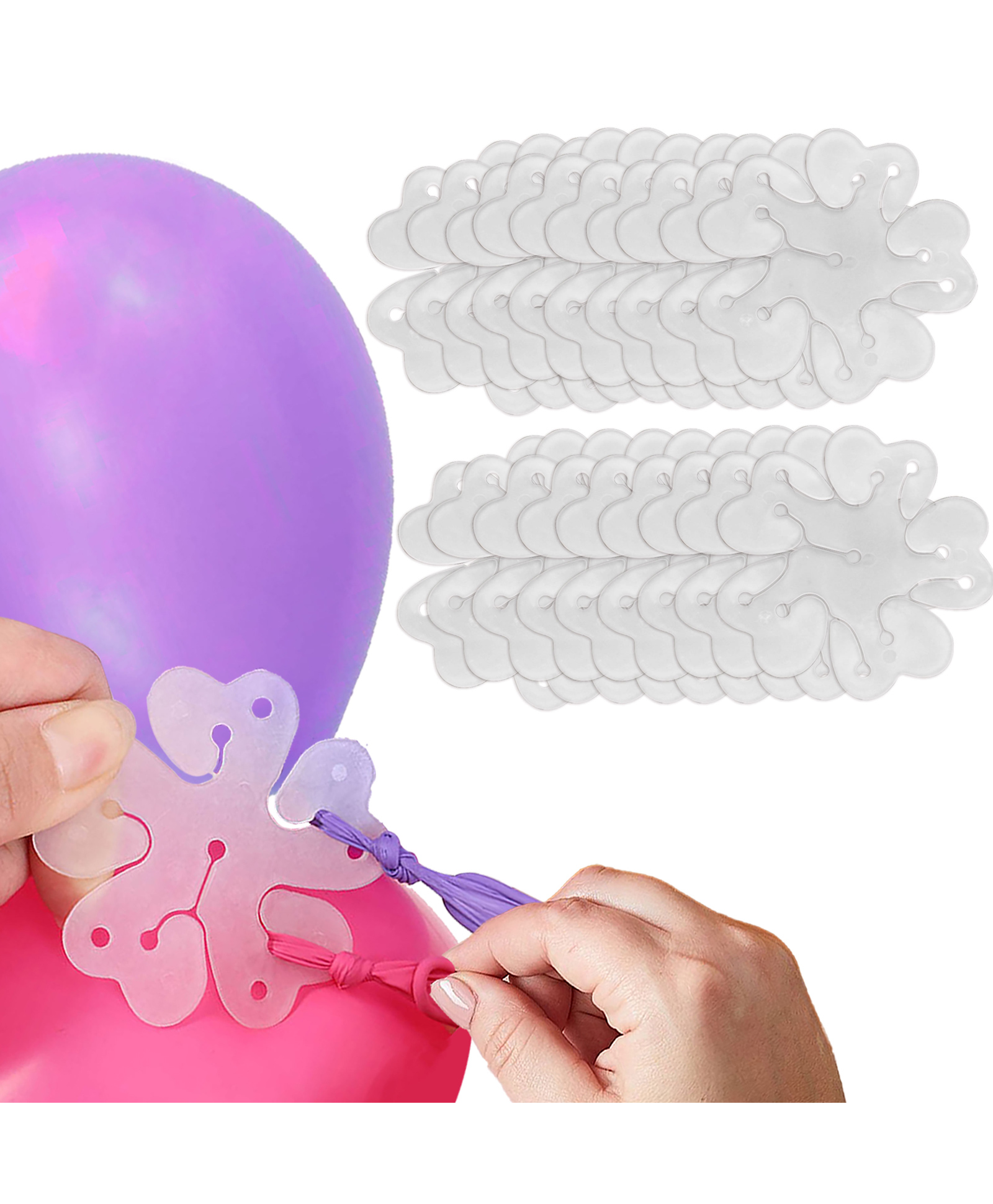 Wobbox Flower Shape Bolloon Clip Holder, Balloon Clips For Decoration, Balloon Clips Holder, Flower Balloon Clips (White) (Pack of 20)-image-29