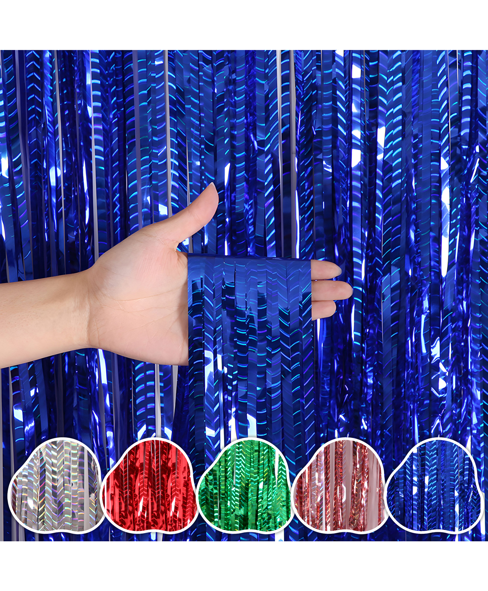 WOBBOX Big 3Ft X 6Ft Foil Curtains for Birthday Decoration Items, Backdrop Curtain for Decoration, Party Backdrop Decoration(Blue) (Pack of 1)-image-6