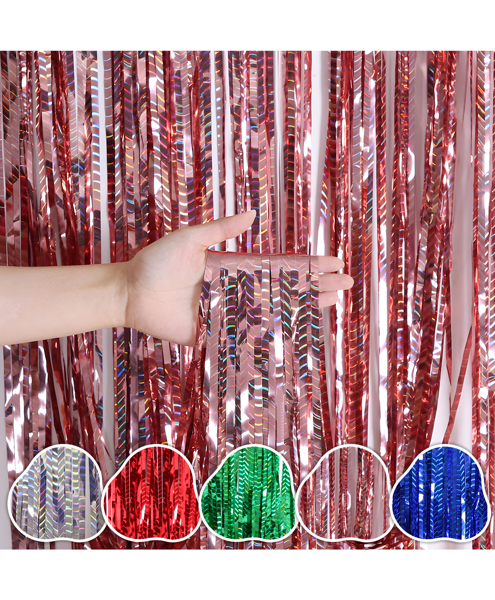 Wobbox Big 3Ft X 6Ft Foil Curtains for Birthday Decoration Items, Backdrop Curtain for Decoration, Party Backdrop Decoration(Rose Gold) (Pack of 1)-image-32