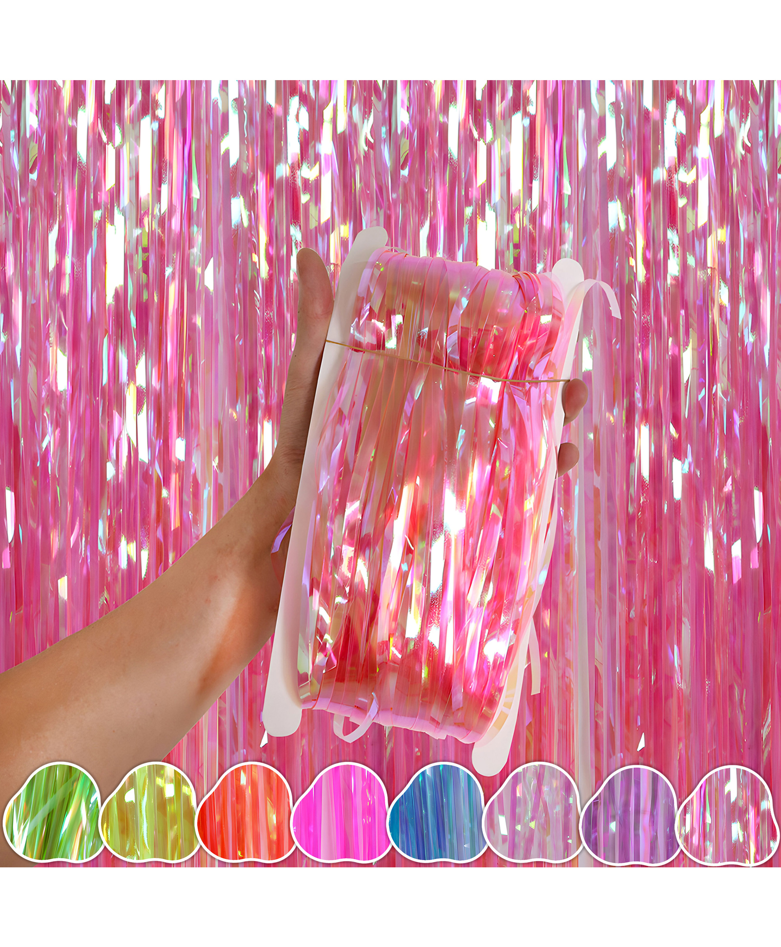 WOBBOX Big 3Ft X 6Ft Foil Curtains for Birthday Decoration Items, Backdrop Curtain for Decoration, Party Backdrop Decoration(Pink Candy) (Pack of 1)-image-46