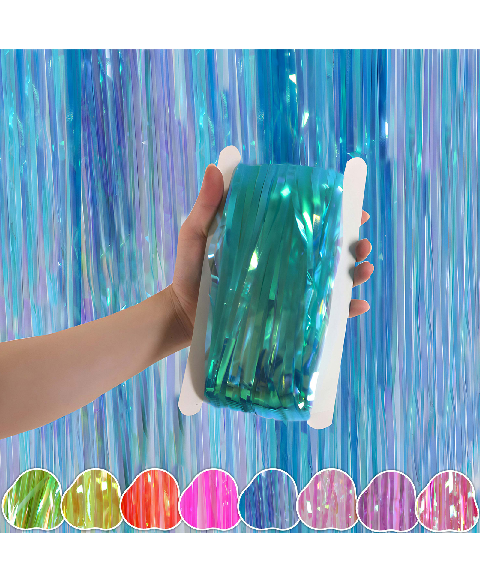 Wobbox Big 3Ft X 6Ft Foil Curtains for Birthday Decoration Items, Backdrop Curtain for Decoration, Party Backdrop Decoration(Blue Candy) (Pack of 1)-image-4