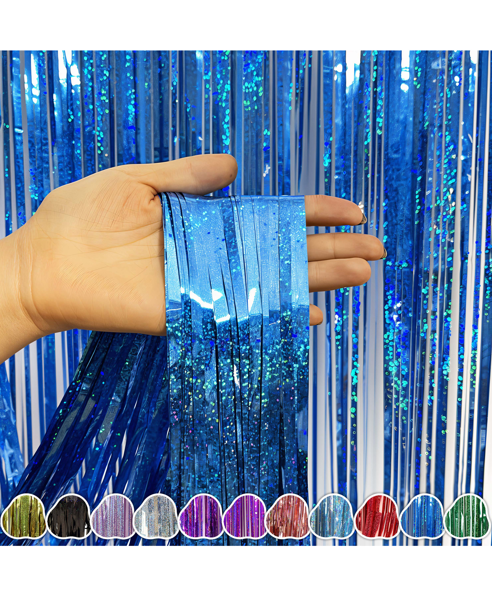Wobbox Big 3Ft X 6Ft Foil Curtains for Birthday Decoration Items, Backdrop Curtain for Decoration, Party Backdrop Decoration(Laser Blue) (Pack of 1)-image-5