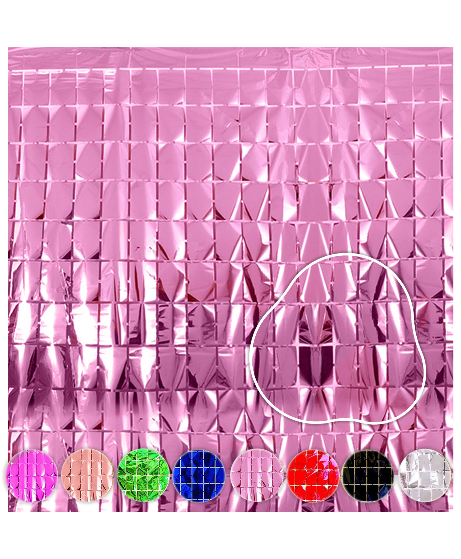 Wobbox Big 3Ft X 6Ft Tinsel Metallic Square Foil Curtain Backdrop Door Window Curtain Party Decoration, Foil Curtain For Birthday Decoartion(Pink) (Pack of 1)-image-48