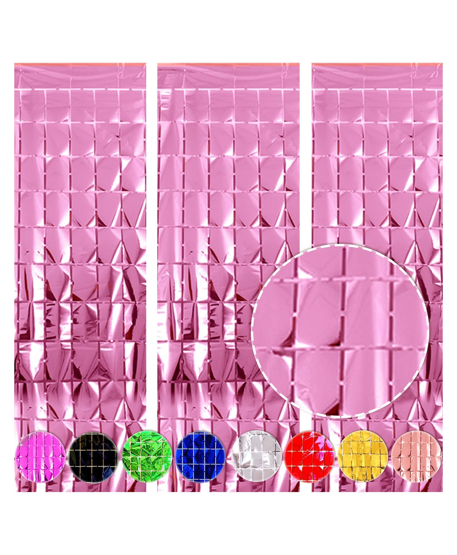 Wobbox Big 3Ft X 6Ft Tinsel Metallic Square Foil Curtain Backdrop Door Window Curtain Party Decoration, Foil Curtain For Birthday Decoartion(Pink) (Pack of 3)-image-40