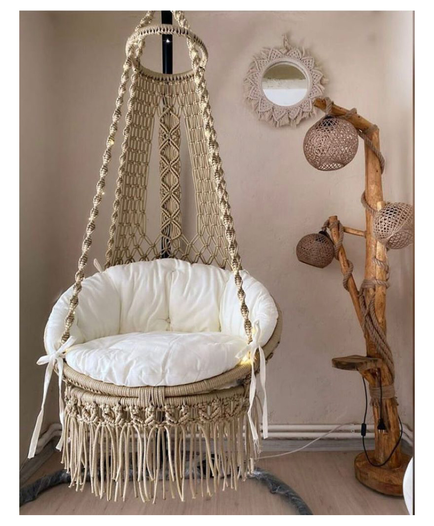 Alaaya Decor single seater beige and white swing-image-19