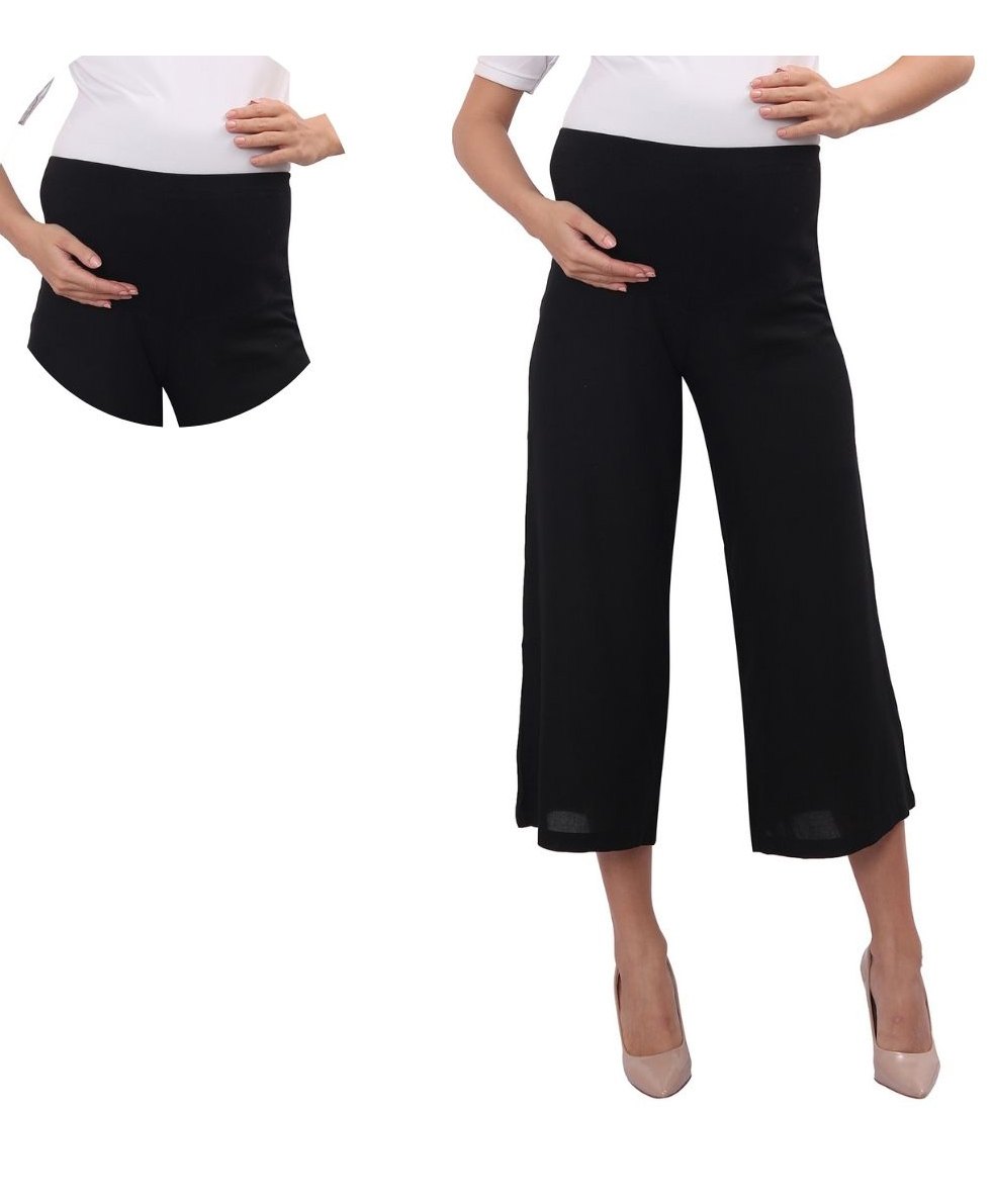 Mama & Bebe Rayon Solid Maternity Palazzo - Black