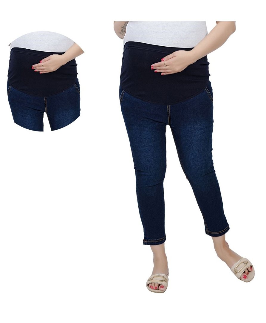 Mama & Bebe Washed  Maternity Denim Capri - Dark Blue-picture-31
