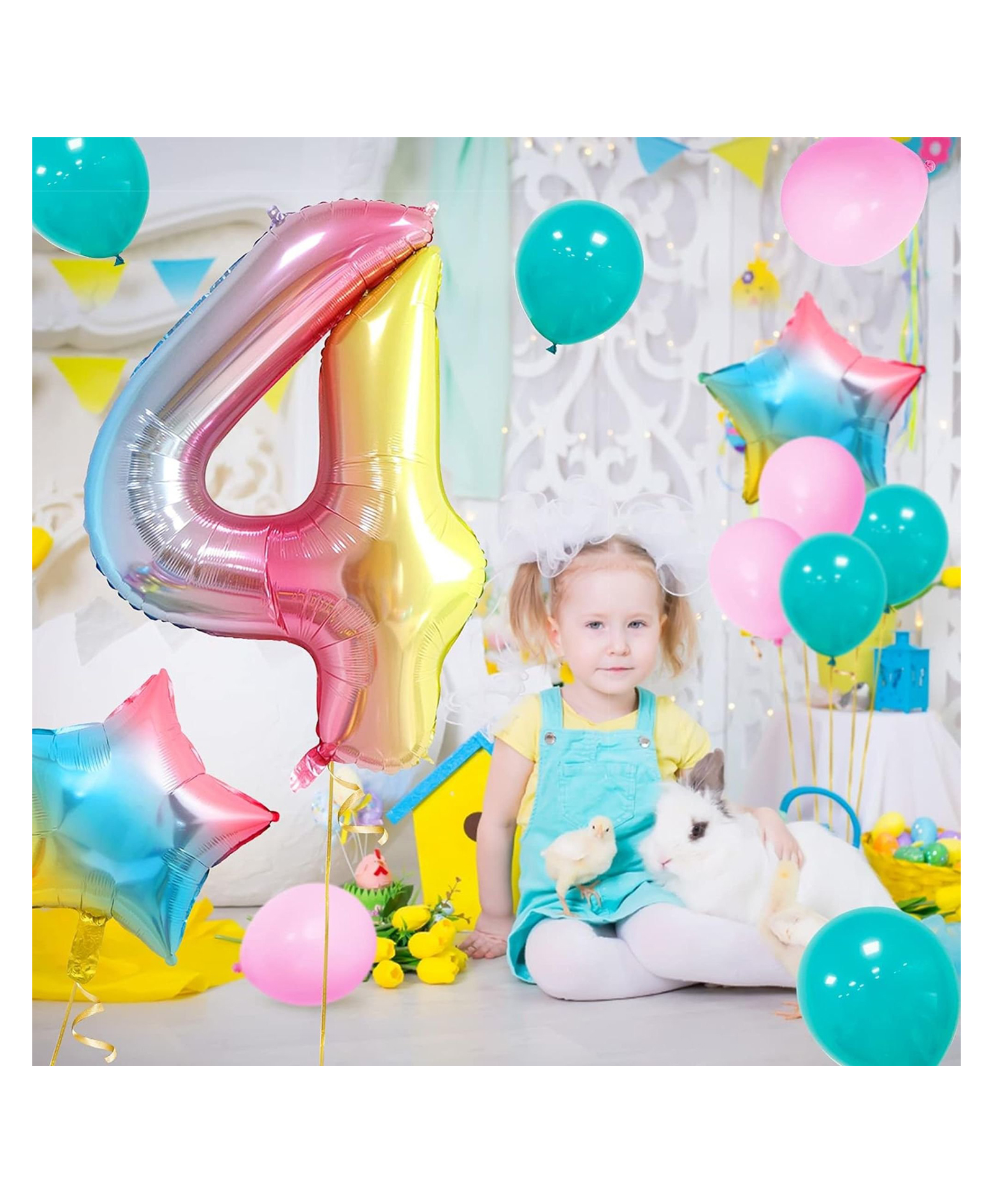 Party Anthem Giant 4 Number Birthday Foil Balloon Gradient Multicolor-image-44