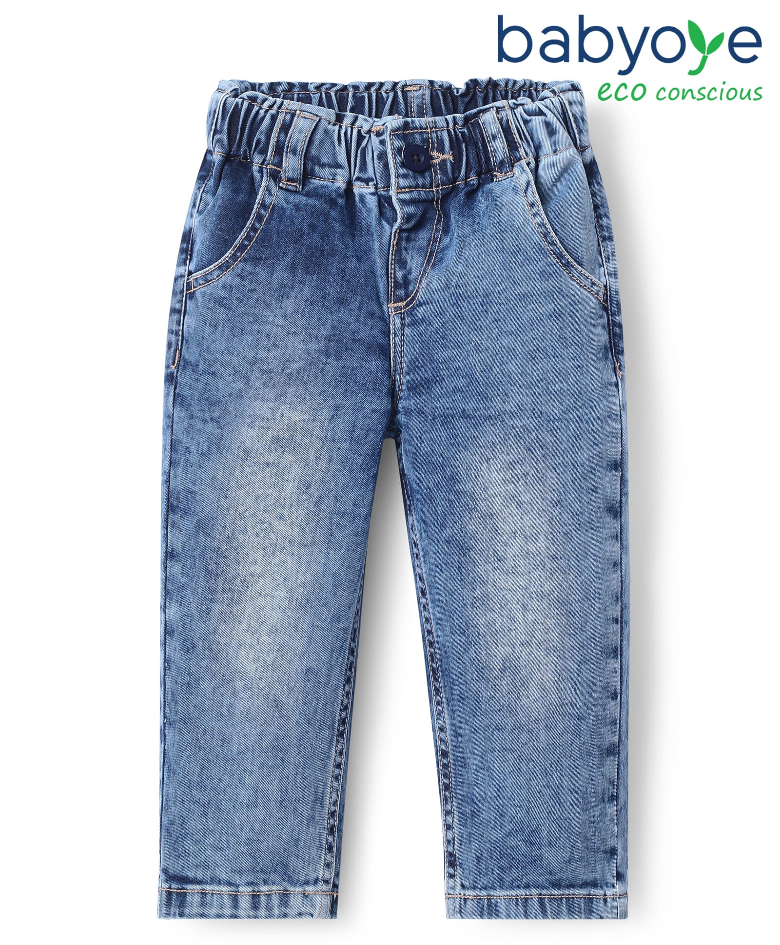 Babyoye Denim Woven Full Length Solid Color Jeans - Blue-picture-11