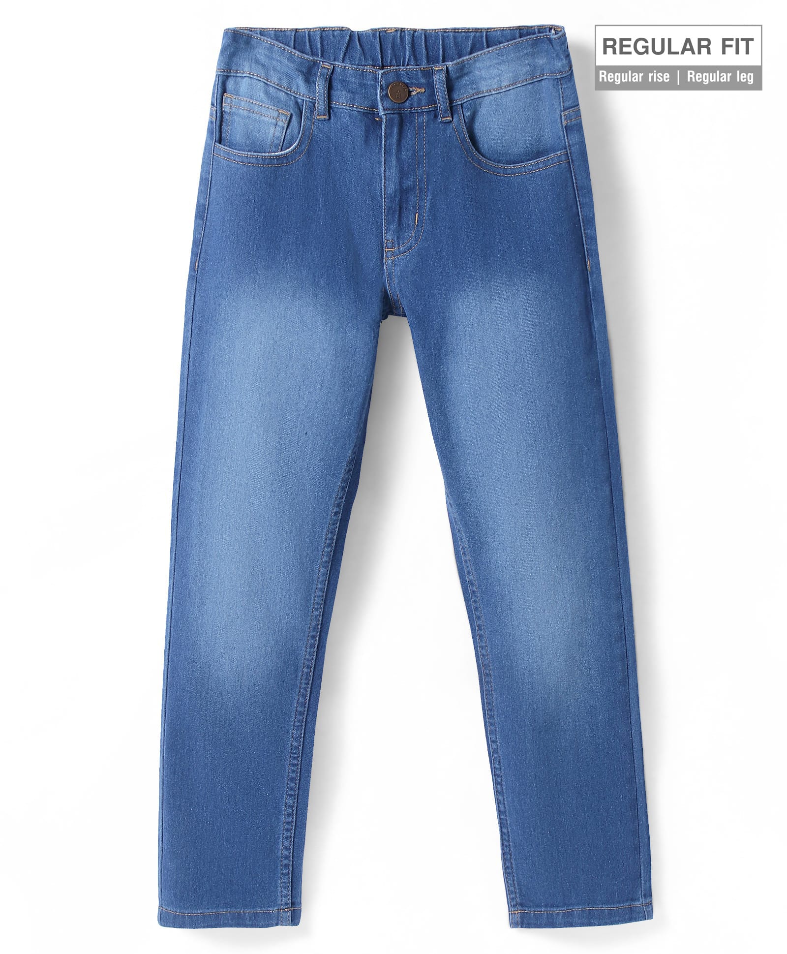 Pine Kids Denim Woven Full Length Washed Jeans - Royal Blue-picture-11