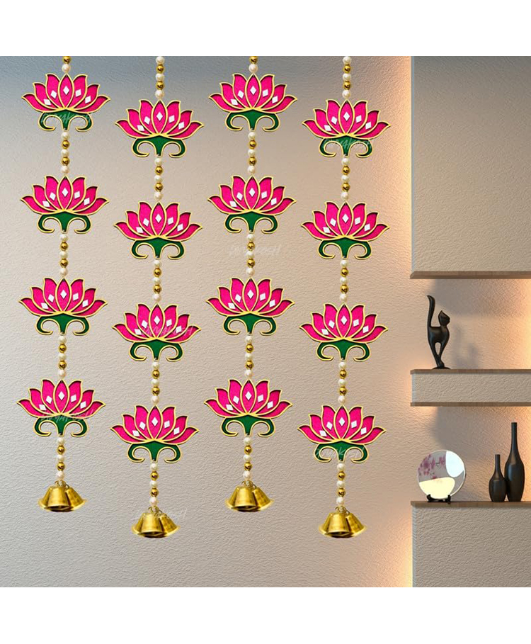 Divyakosh Door Hangings for Home Decoration, Lotus with Bell Hanging Wall/Door Decoration for Home-image-44
