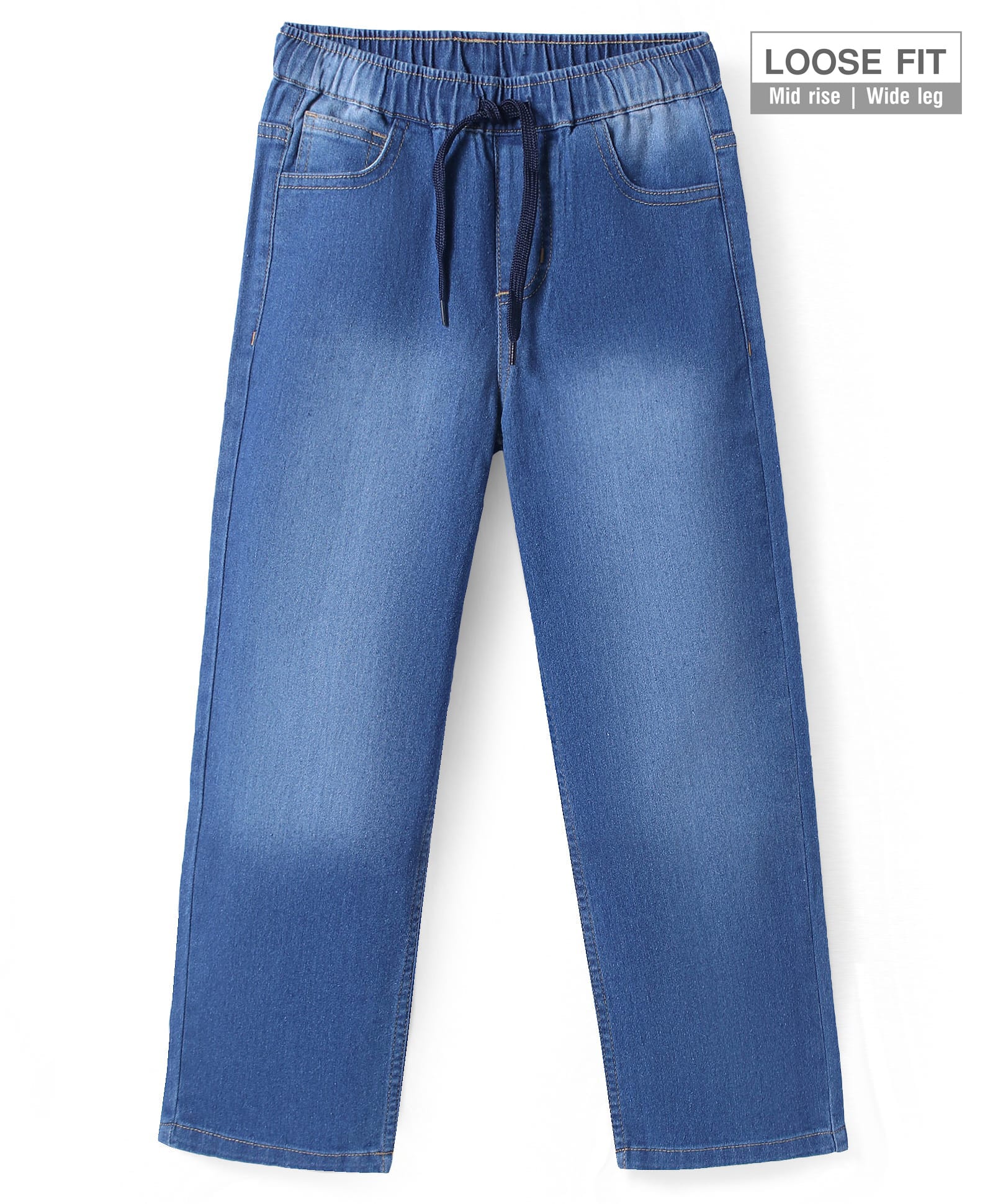 Pine Kids Denim Woven Full Length Washed Jeans - Royal Blue-picture-16
