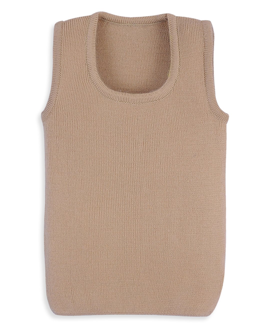 RVK Sleeveless Solid Stretchable Sweater Vest - Beige-picture-13