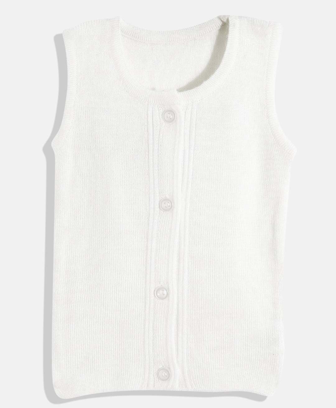 RVK Sleeveless Solid Stretchable Cardigan Sweater- Off White-picture-11