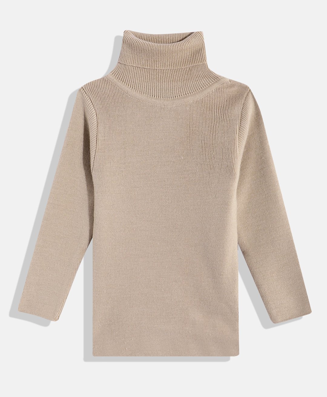 RVK Full Sleeves Solid Stretchable Skivvy Pullover Sweater - Beige-picture-11