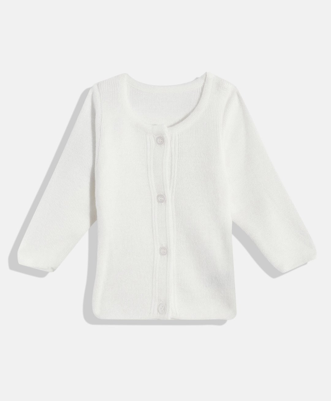 RVK Full Sleeves Solid Stretchable Cardigan Sweater- Off White-picture-22