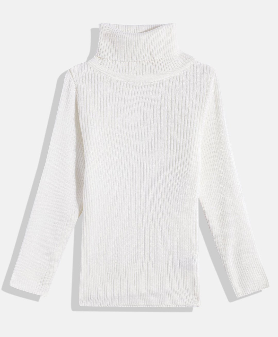 RVK Full Sleeves Ribbed Stretchable Skivvy Pullover Sweater - Off White-image-38