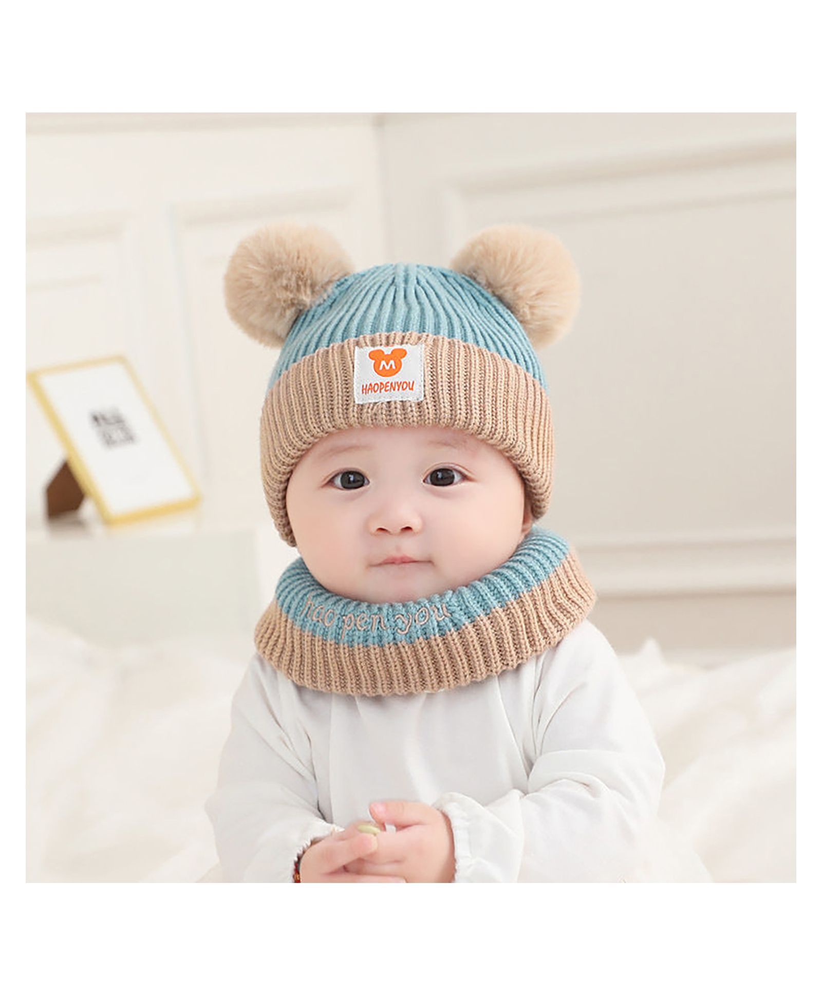 SYGA Knitted Cap With Scarf- Sky Blue-image-39
