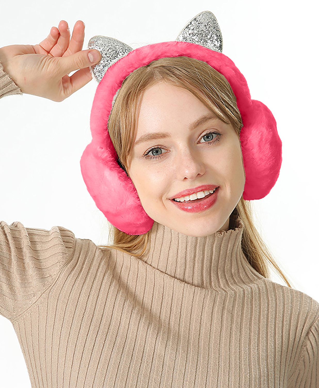 SYGA Cat Designed Foldable Winter Earmuffs - Red-image-17