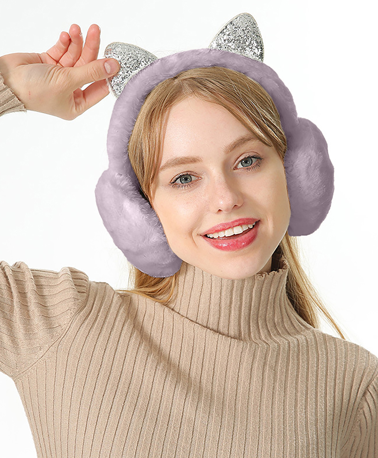 SYGA Cat Designed Foldable Winter Earmuffs - Grey