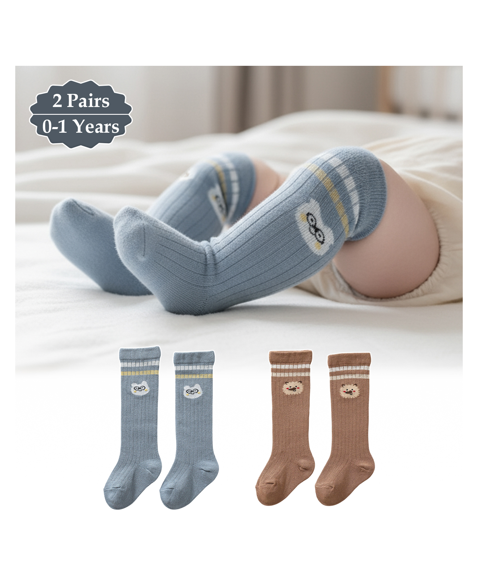 SYGA Set Of 2 Cotton Printed Socks - Dark Blue & Brown-picture-25