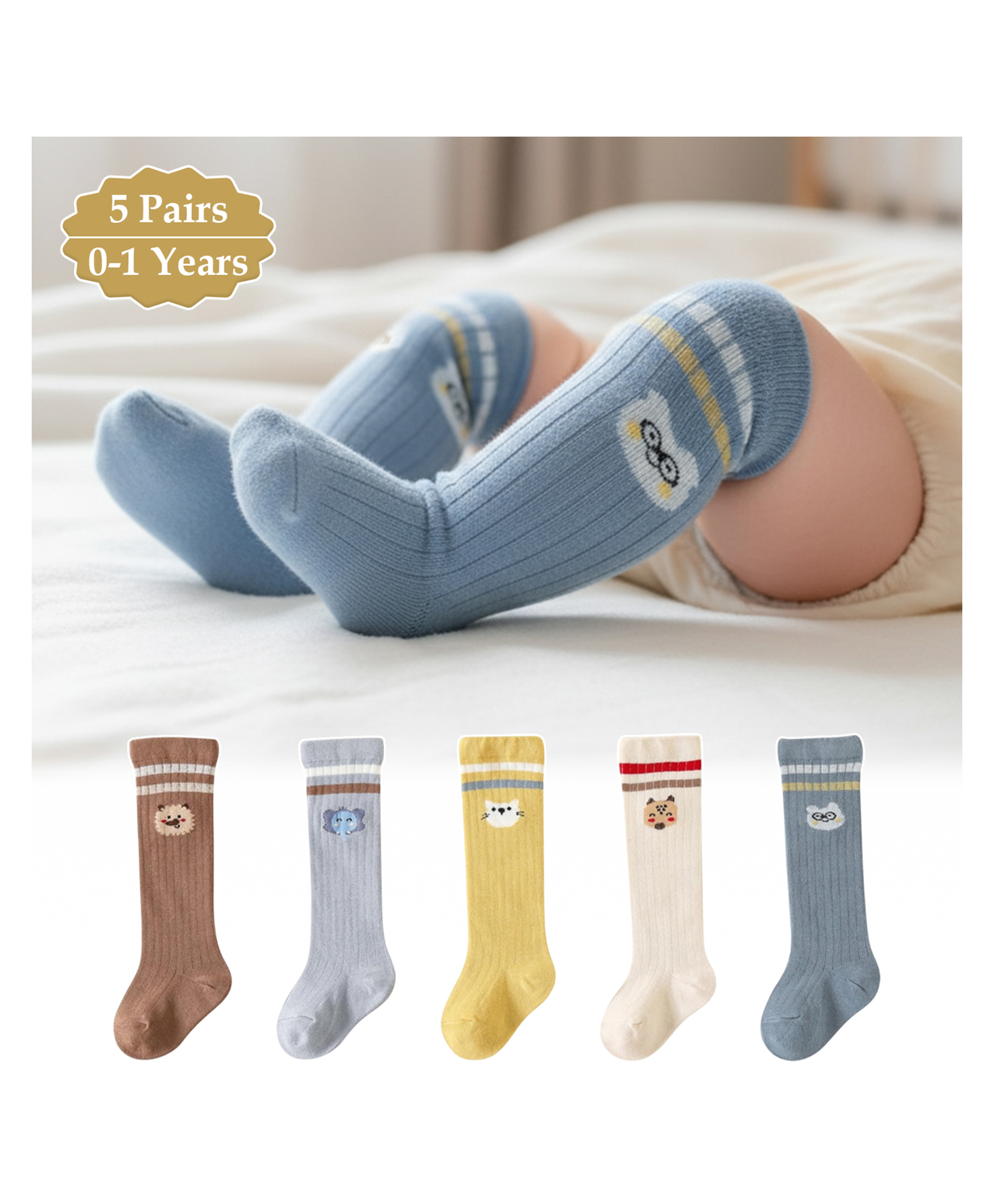 SYGA Set Of 5 Cotton Printed Socks - Multicolor-image-28