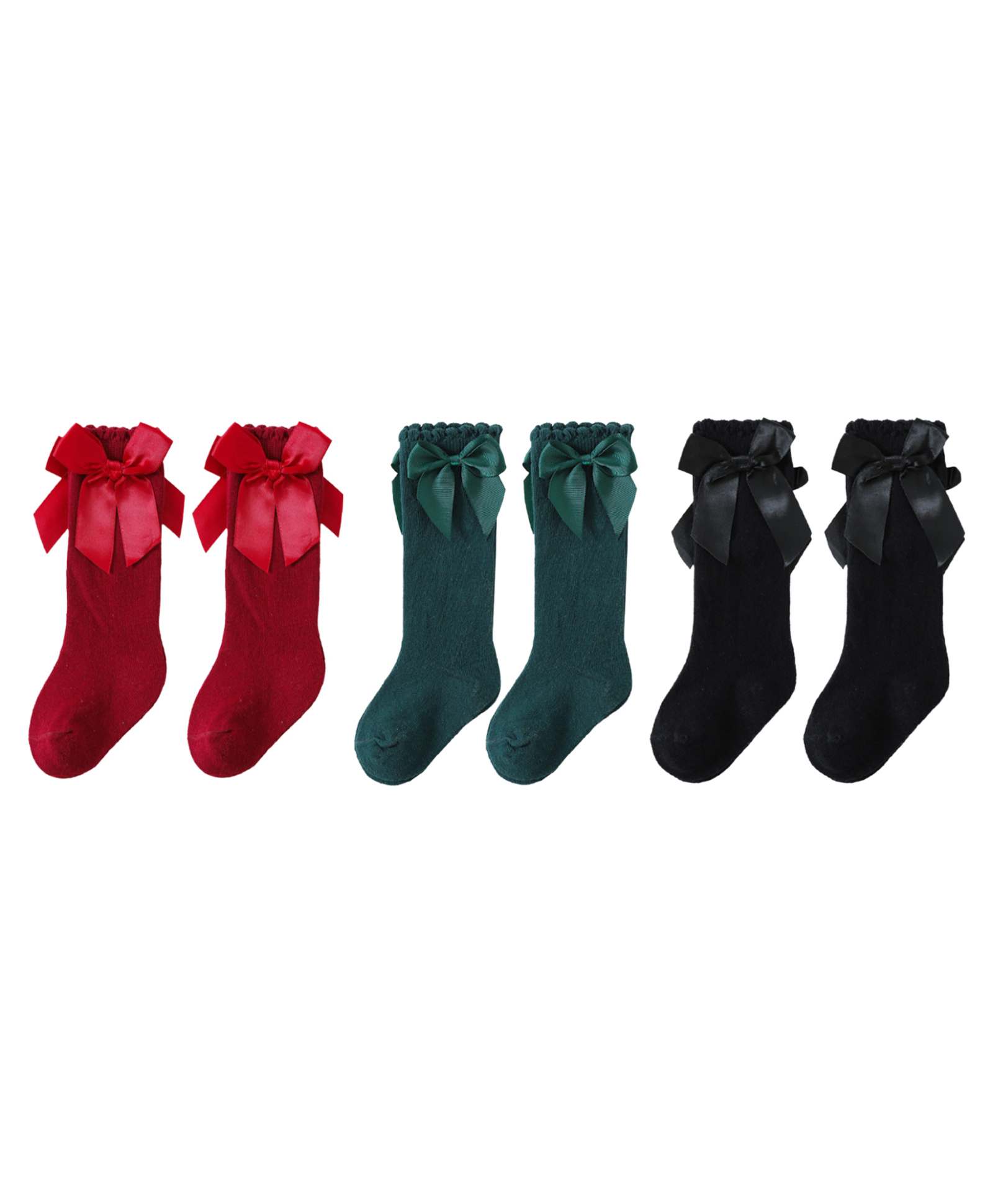 SYGA Set of3 Cotton Knitted Socks - Red, Dark Green, Black-picture-41