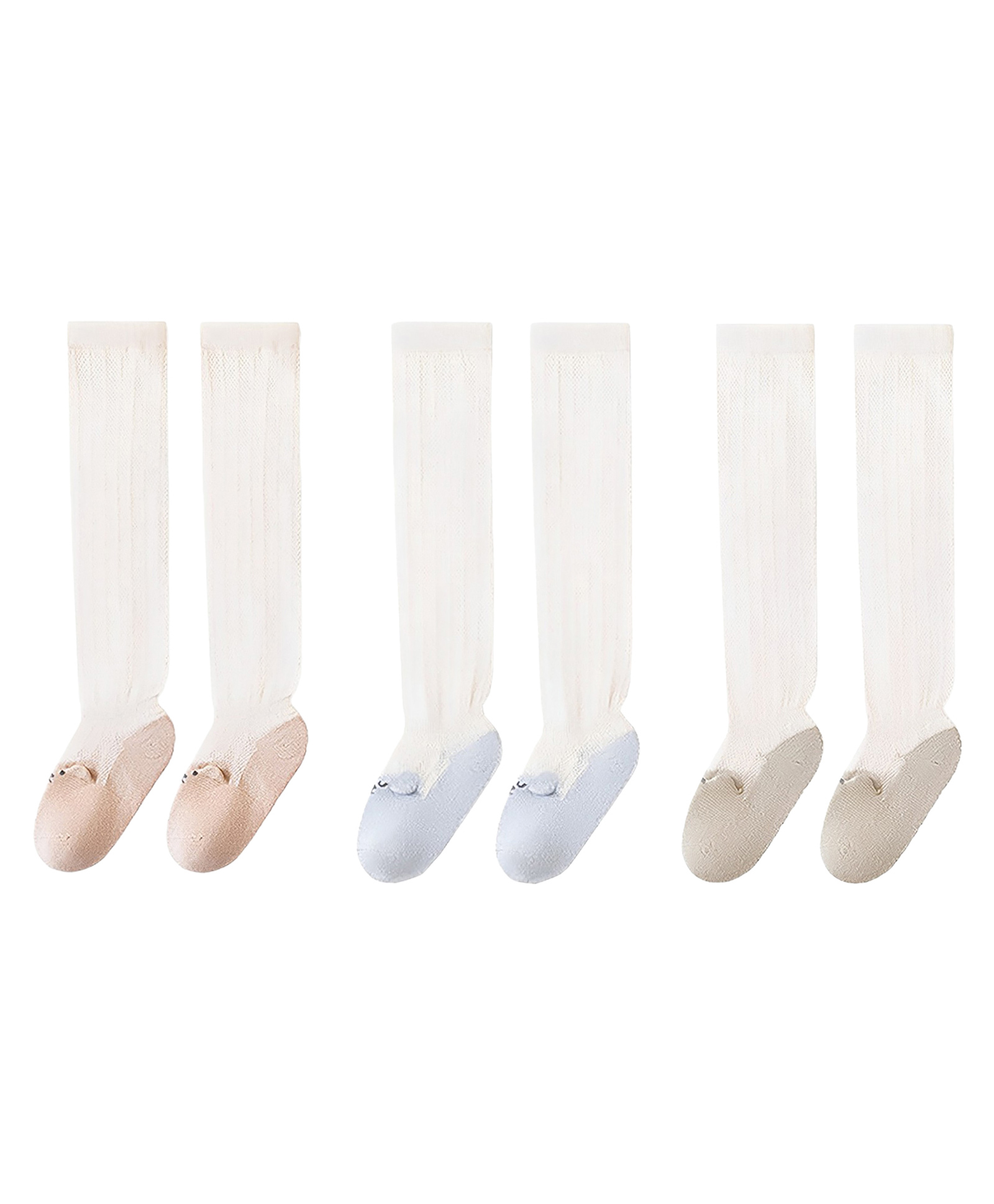SYGA Set of 3 Cotton Solid Socks - Khaki & Blue & Green-image-11
