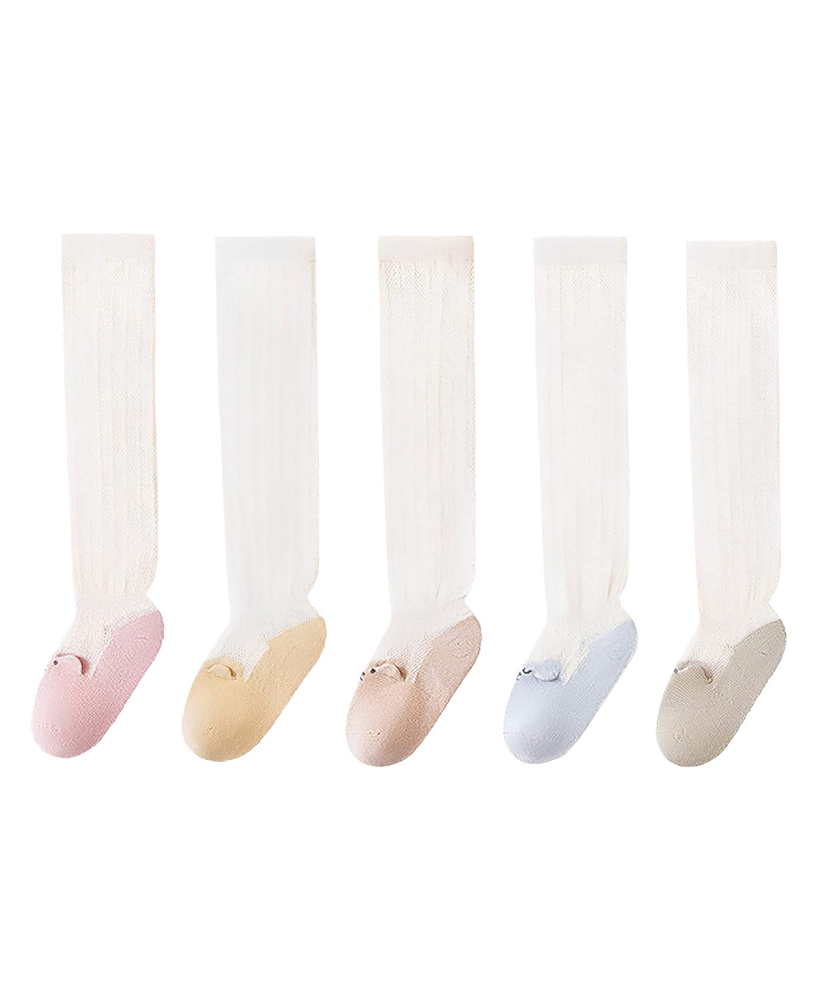 SYGA Set of 5 Solid Cotton Socks -Multicolor-image-2