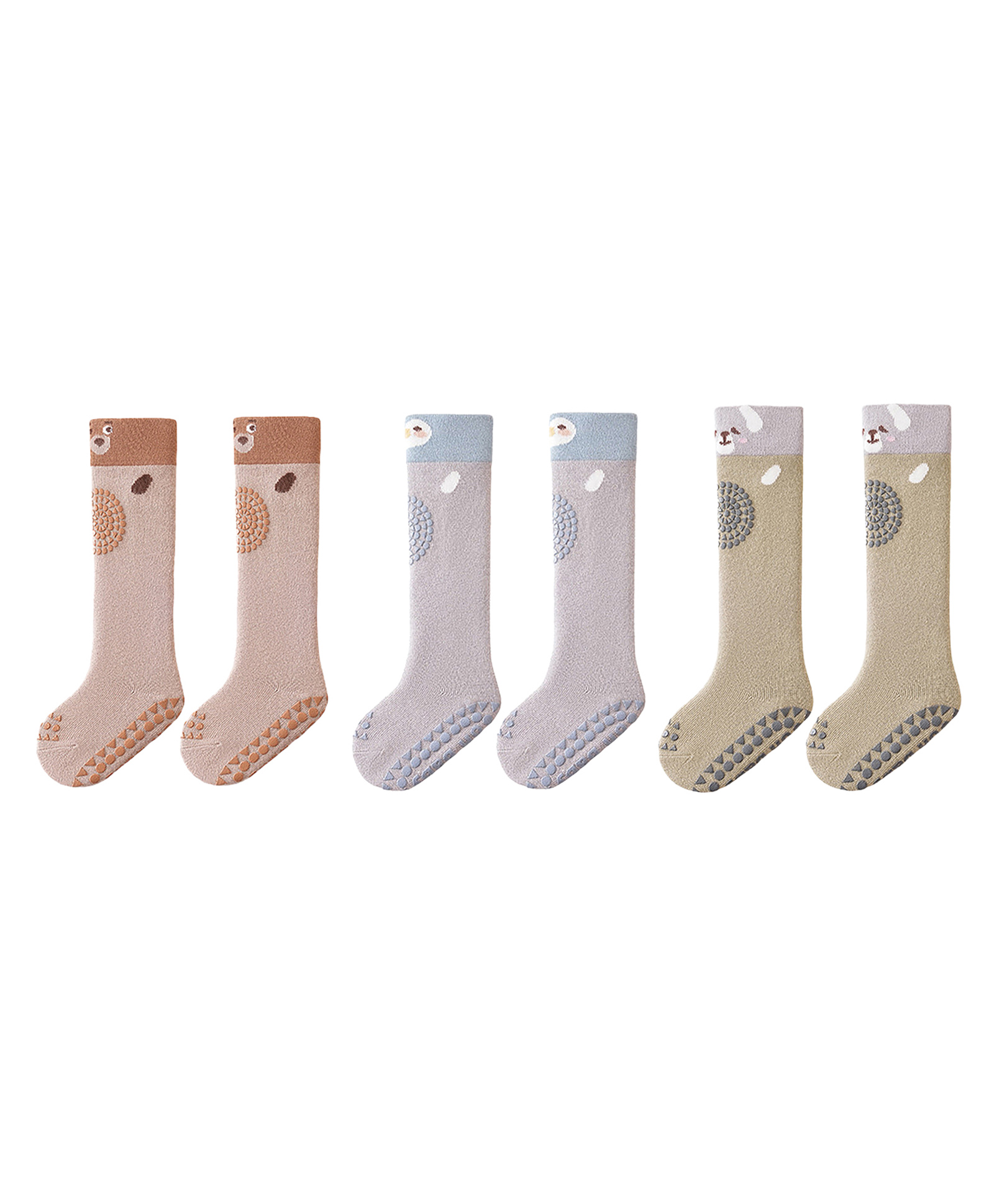 SYGA Set of 3 Cotton Printed Socks - Brown & Blue & Green-picture-18