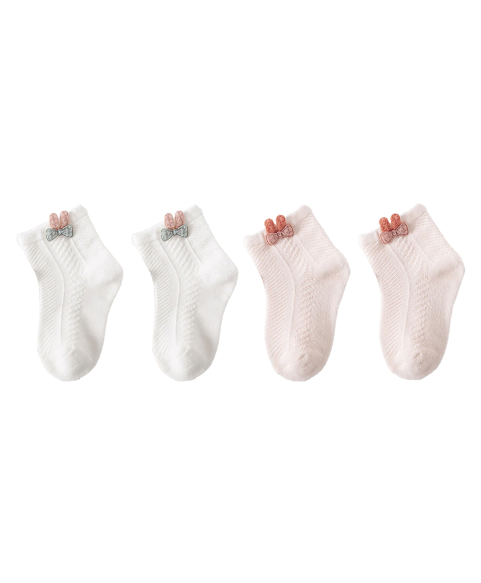 SYGA Set of 2 Cotton Solid Socks - White &Pink-picture-32