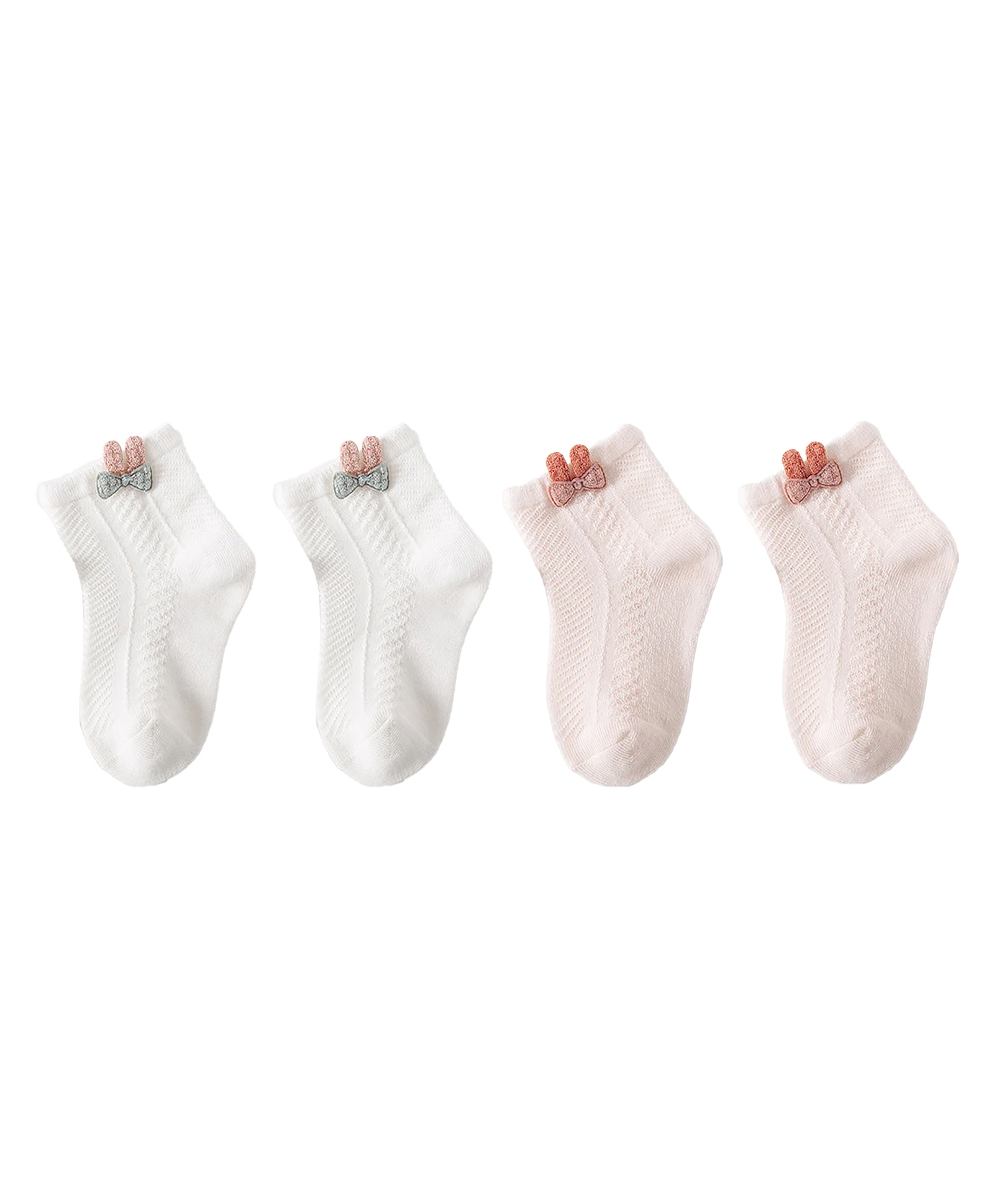 SYGA Set of 2 Cotton Solid Socks - White &Pink-picture-40