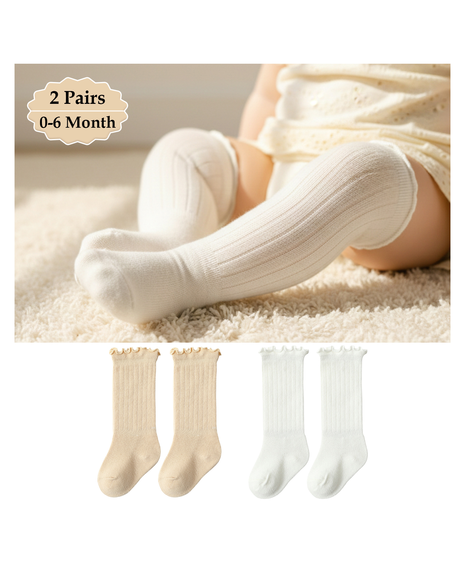 SYGA Set of 2 Cotton Solid Socks - White & Yellow-picture-27