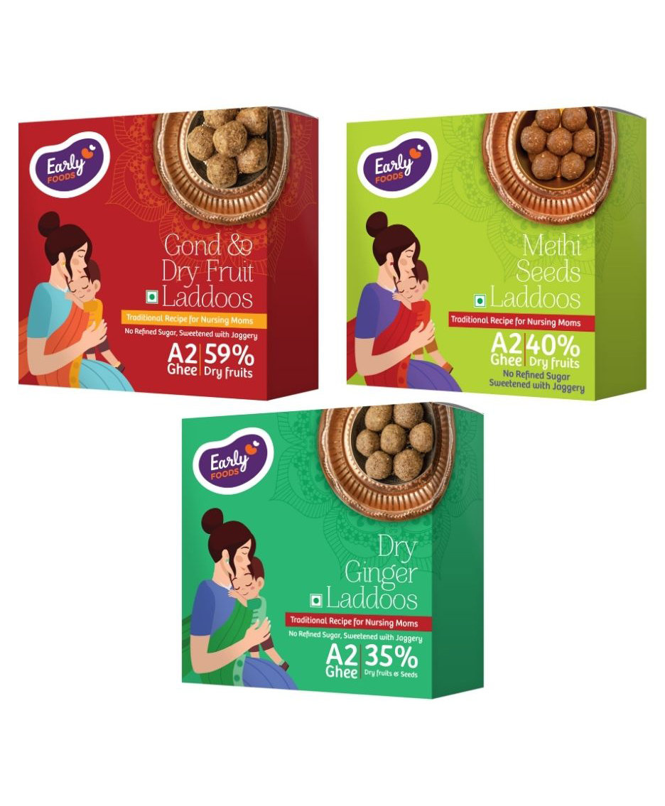 Early Foods Laddoos Combo (Gond, Dry Ginger, Methi) Pack of 3, 250g Each-image-7